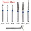 60Pcs Dental Diamond Burs Drill Dentistry High Quality Speed Settings Handpiece Handle Diameter 1.6Mm Dentist Tools Br31 Br45 Br46 Tr13 Tr14 Tf11