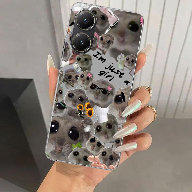 Funny Sad Hamster Meme Phone Case for Xiaomi Poco X5 X6 X7 Pro F7 Ultra M7 Redmi 15 15C 13 13C 12 12C 10 10A 10C 9 9A 9C 9T Shel