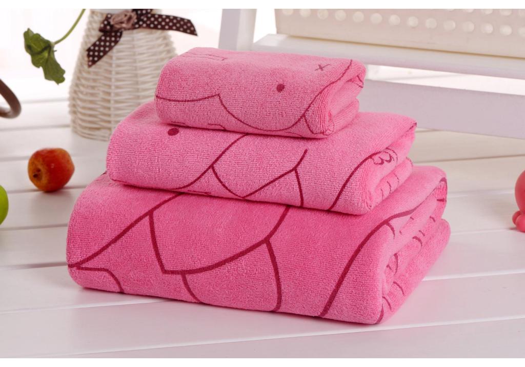 Cartoon Bath Towel Set: Absorbent, Large, 3-Piece Gift Box for Women