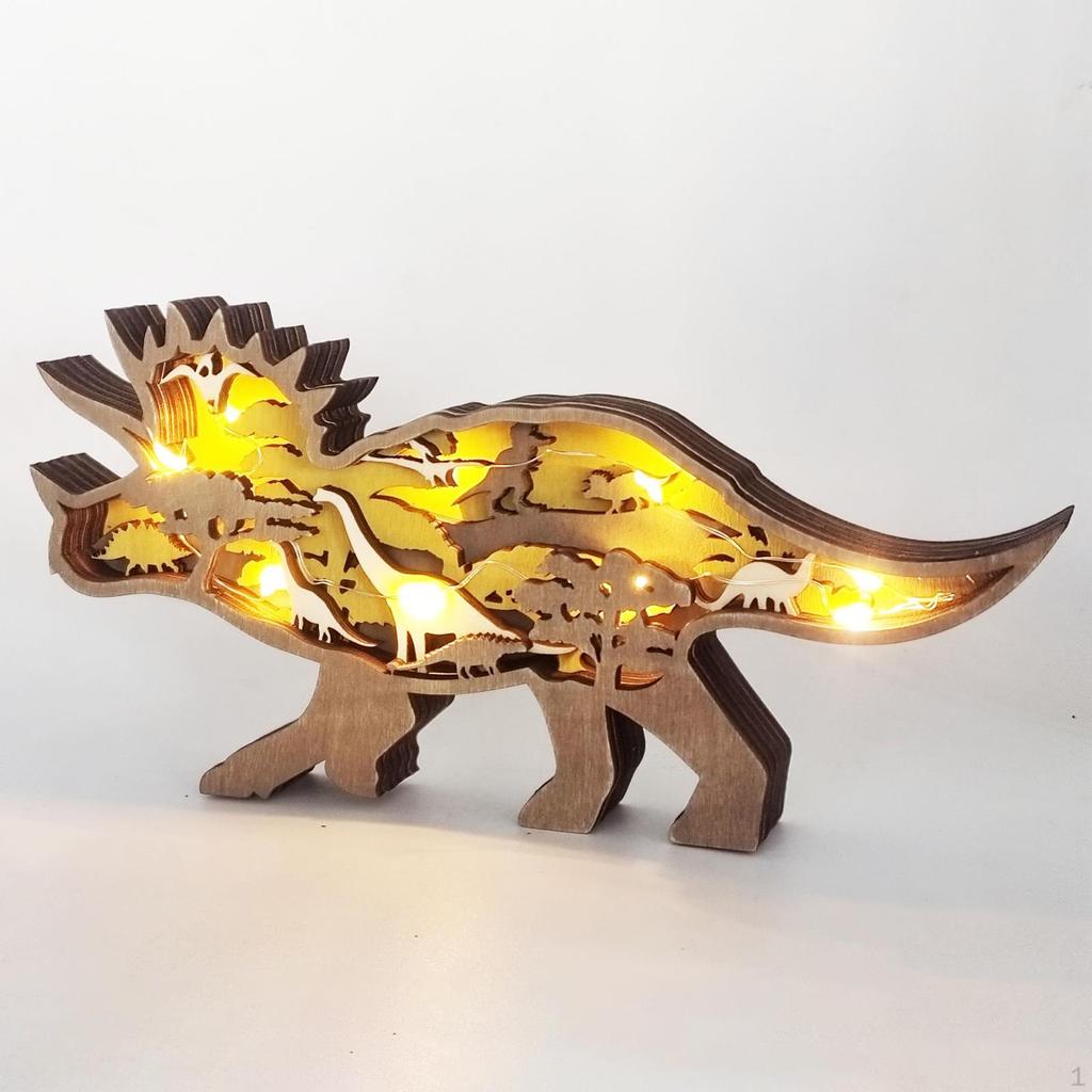 Dazzling Wooden Dinosaur Night Light for Kids' Room Decor