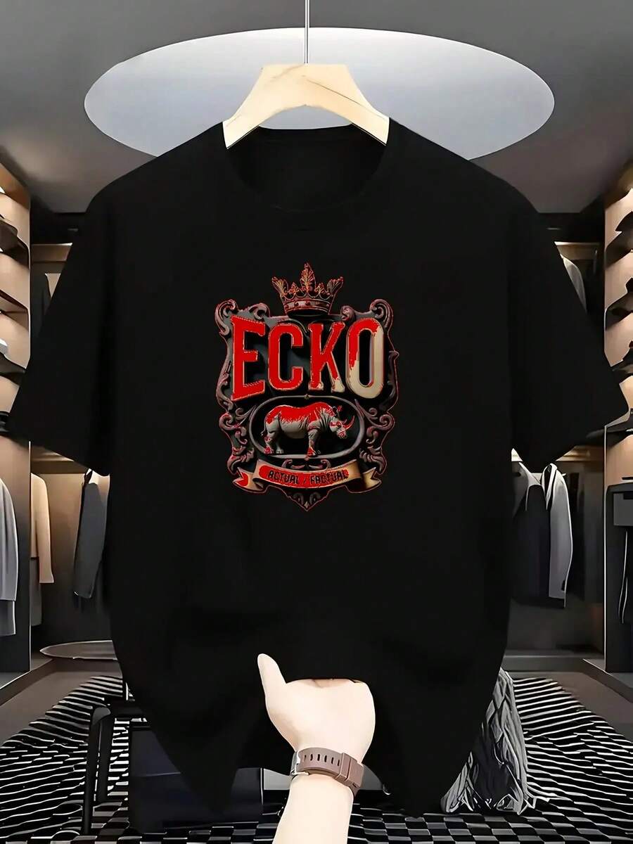 

Unisex S ECKO Graphic T-Shirt - Black & White Logo Design, Casual Crew Neck Short Sleeve Tee S