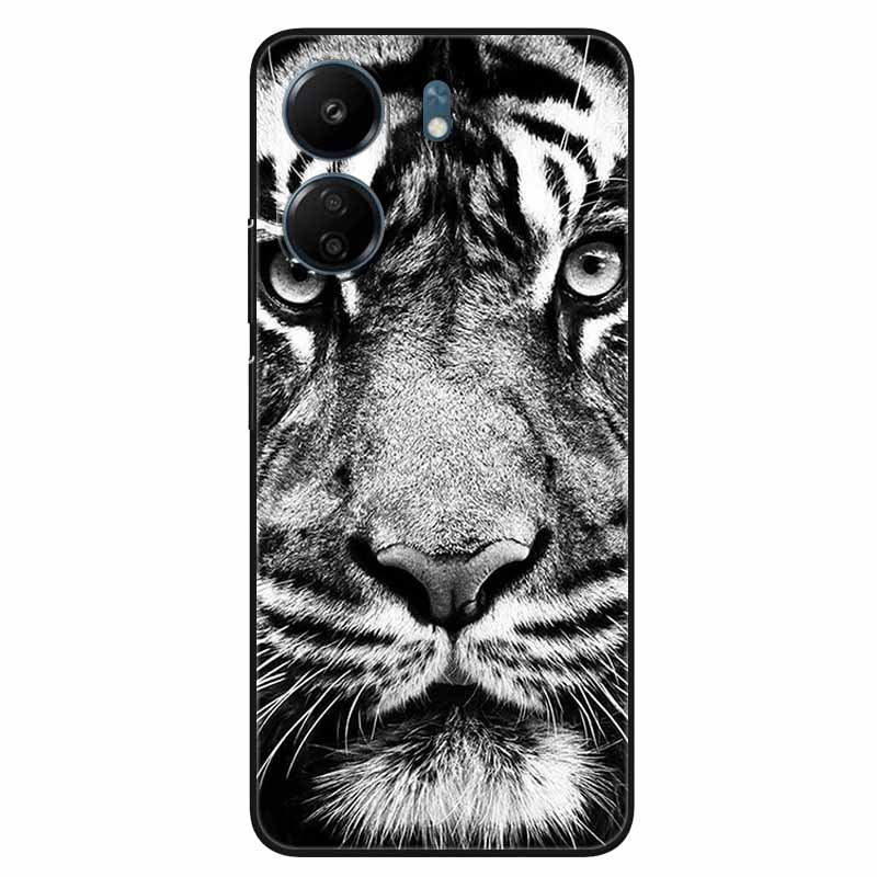 For Xiaomi Redmi 13C 4G Case Animals Painted Black Bumper Silicon TPU Coque for Redmi13C 4G 13 C Shockproof Covers Wolf Soft Bag