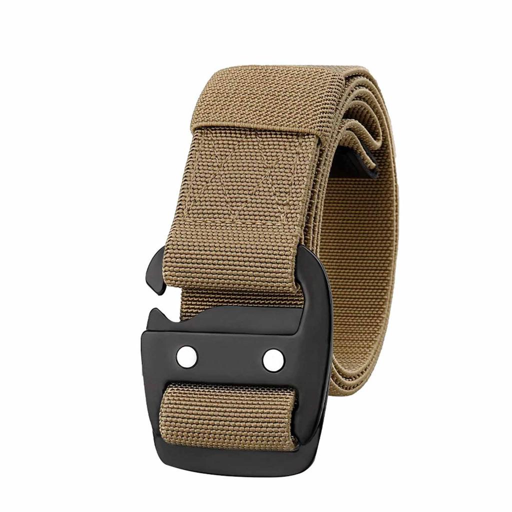 Men’s Quick-Wear Elastic  Belt – Alloy Buckle Woven Waist Belt, Convenient Outdoor Military, EDC, and Everyday Casual Belt