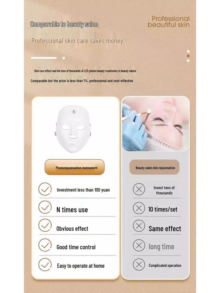 LED Siebenfarben Photon Rejuvenation Schönheitsmaske mit Touch-Steuerung