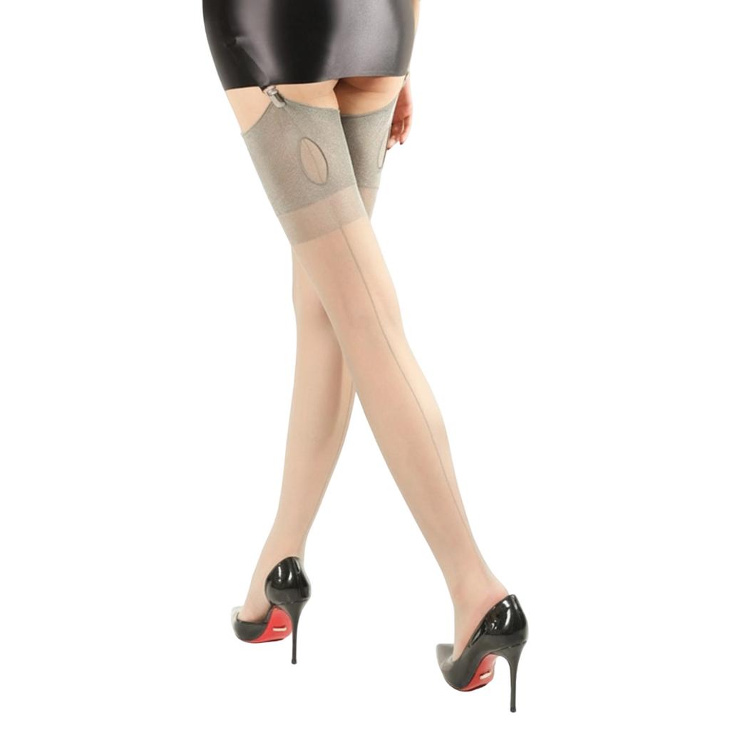 Multipurpose Keyhole Pattern Thigh High Stockings Stretchable Nylon Blend Multiple Colors Fashion Stretchy Pantyhose