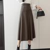 Leather Skirt for Women High Waisted A-line Knee-length Skirt with Big Swing