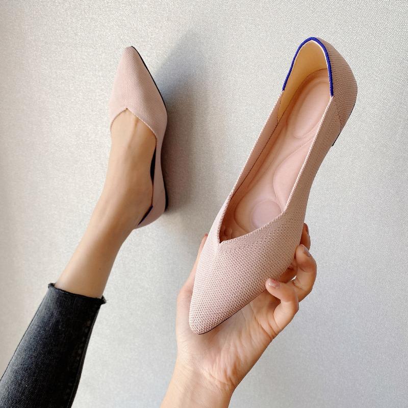 Spring summer new comfortable shallow flat shoes with pointed soft soles breathable wear-resistant simple casual single shoes