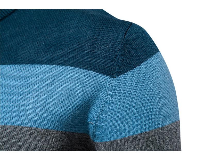 Men's Striped Knit Pullover Sweater - Youth Style, Round Neck, Spring/Autumn Wear