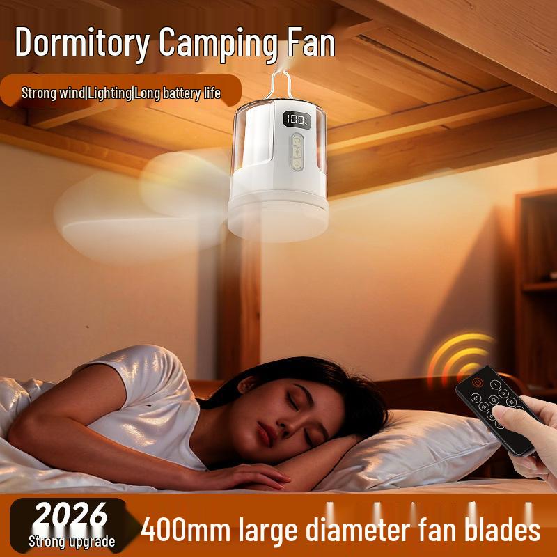 Wiederaufladbarer leiser Deckenventilator mit USB-Nachtlicht für Schlafsäle und Outdoor-Camping