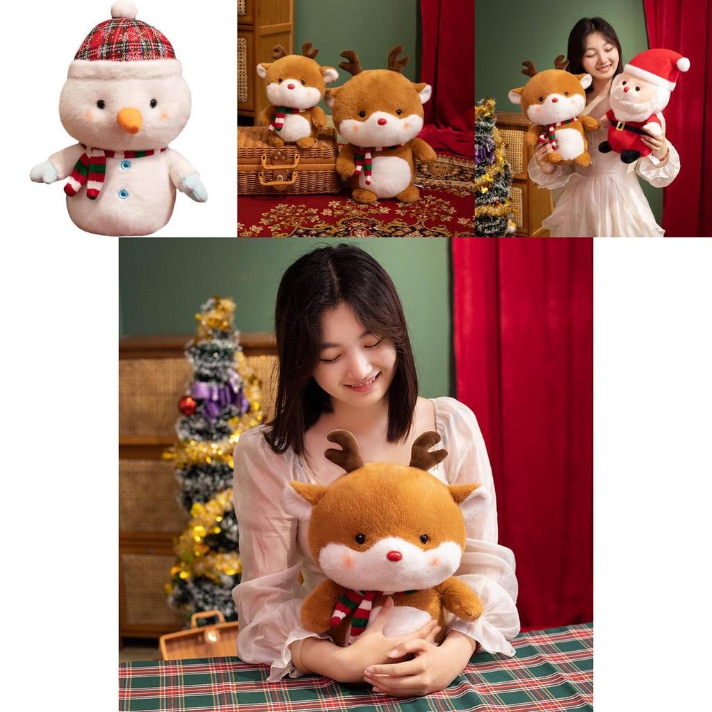Cute Christmas Teddy Bear Plush Toy Cartoon Style Santa Claus Christmas Reindeer Snowman 25cm/38cm 0.15kg/0.37kg