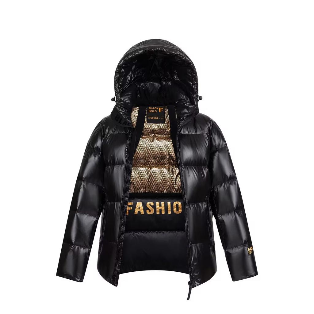 New Black Gold Cotton Clothes Men's and Women's Hooded Winter Straps Thickened Couple's Cold-resistant Cotton-padded Coat