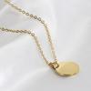 18K Gold Smooth Round Pendant Necklace - Versatile Fashion Design, Customizable with Laser Logo.