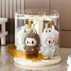 Labubu Transparent Rotating Toy Organizer Display Case-Storage Rack for Plush Dolls, Action Figures, Keychains, Blind Boxes