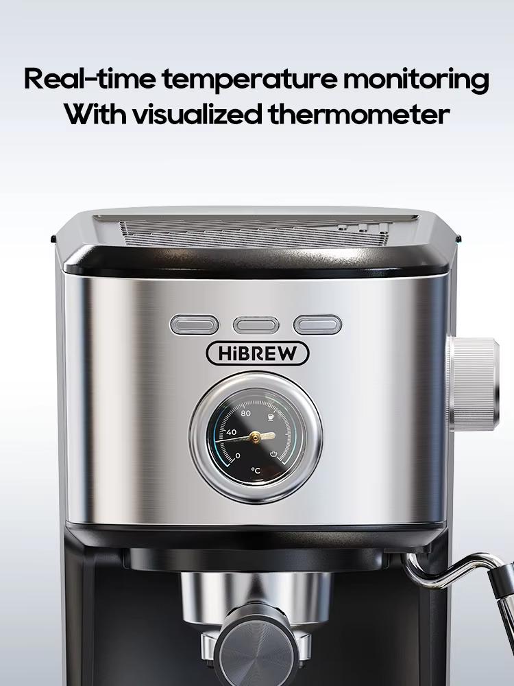 New HiBREW Espresso Coffee Machine Cafetera Semi Automatic Coffee Maker 20Bar Visual Temperatura H5A