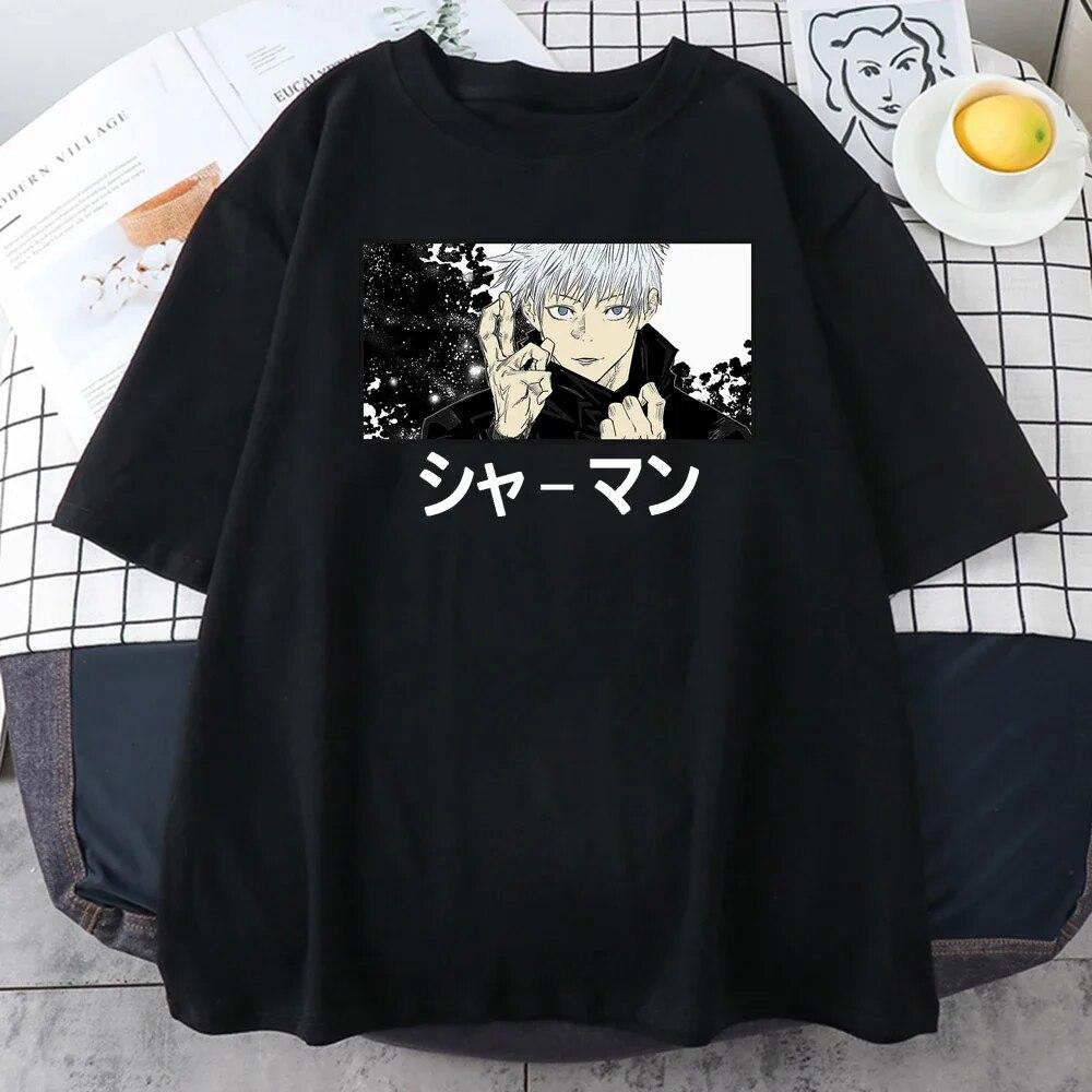Camiseta Unisex Jujutsu Kaisen para mujer, estampado con dibujo, moda Harajuku 2023, ropa informal FeUnisex Y2K, camisetas Unisex