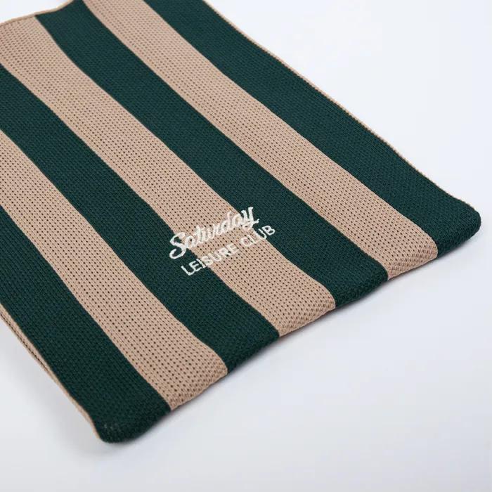 Stripe Knit Tote Bag - Green & Beige