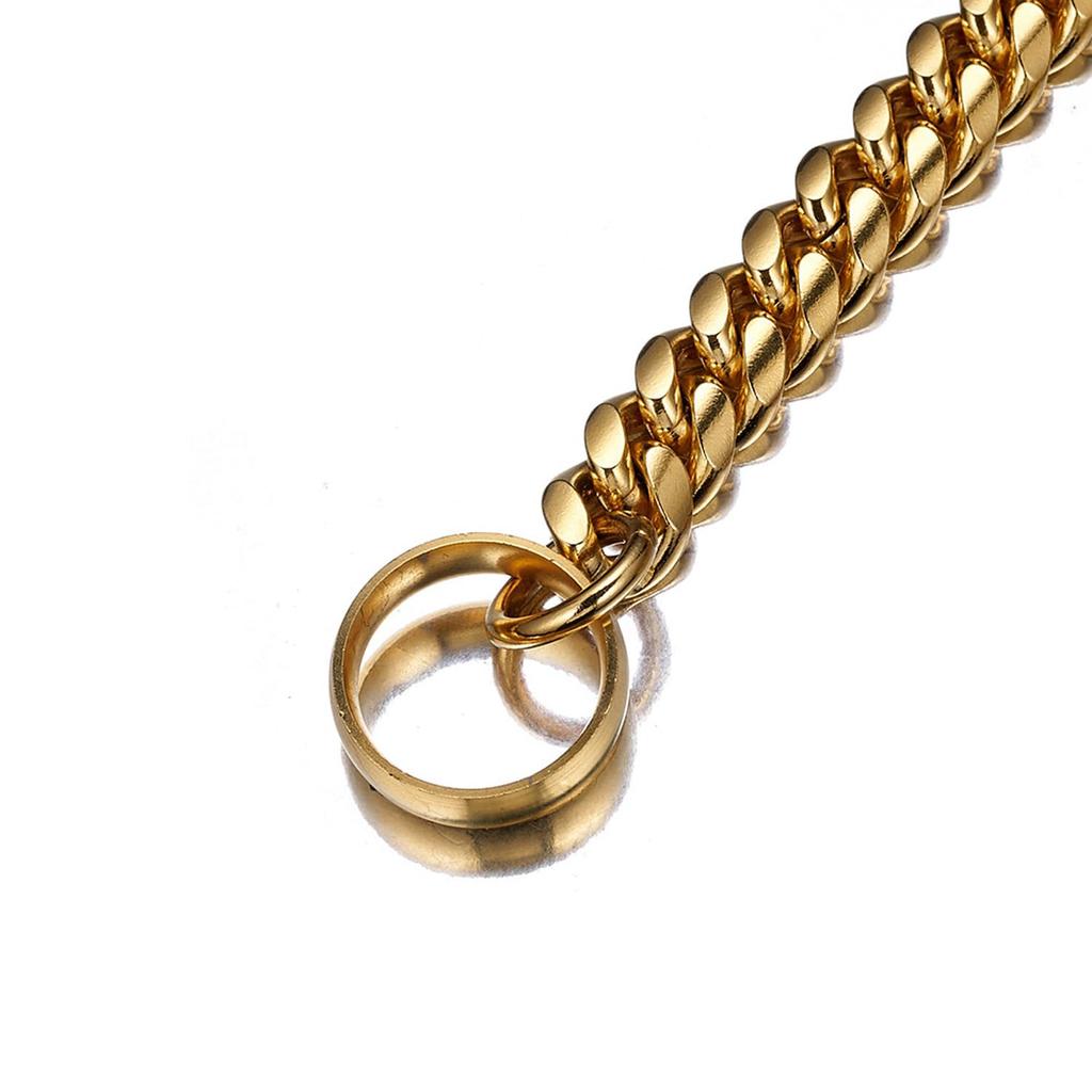 18K Gold Plated Stainless Steel Dog Choke Training Half for Large Dogs Chain, Chain, Collar, Choker, Choke, Metal, (26"/66cm)
