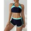 Boxers Tight Zipper Bra Swimsuit Boxers Tight Zipper Bra Swimsuit Two-Piece