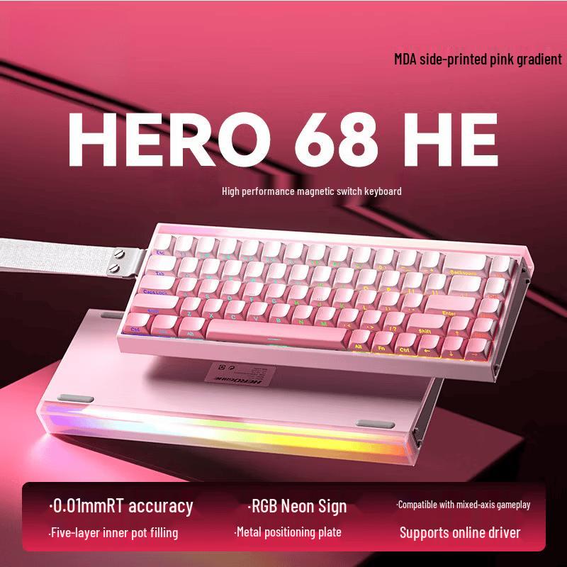AULA HERO 68HE Kabelová herní klávesnice se 68 klávesami a magnetickými spínači - 1 kus