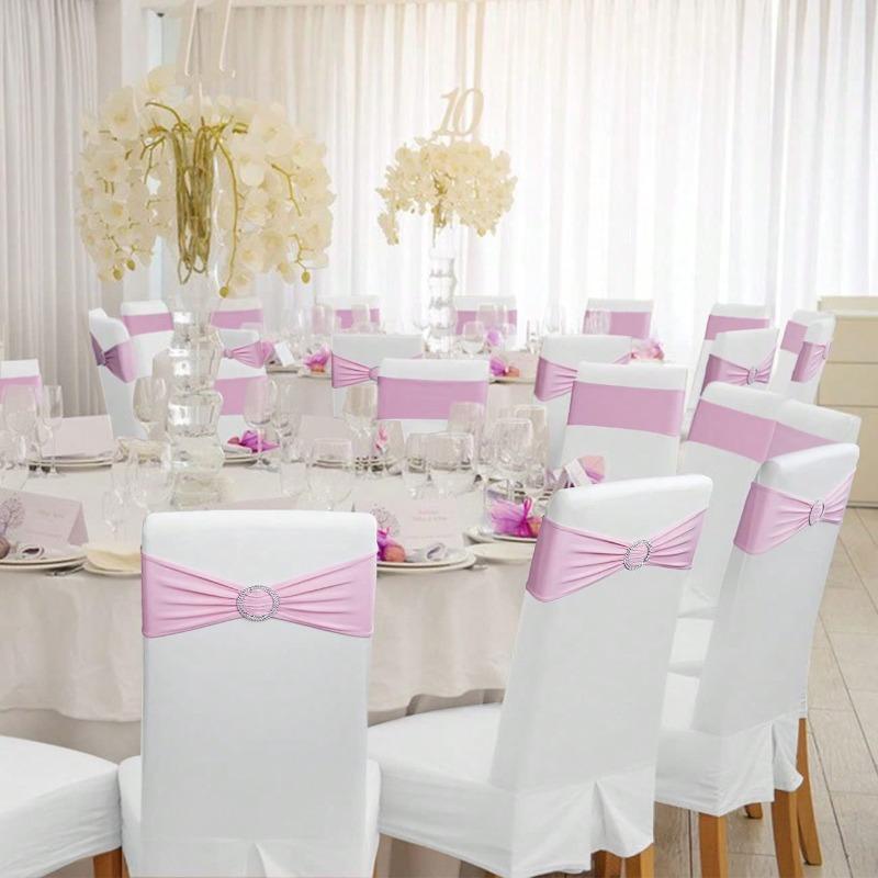 Chair Waistband, Bowknot Waistband, Premium Elastic Chair Cover With Buckle Slider, Elastic Chair Strap Suitable For Wedding And Event Decoration