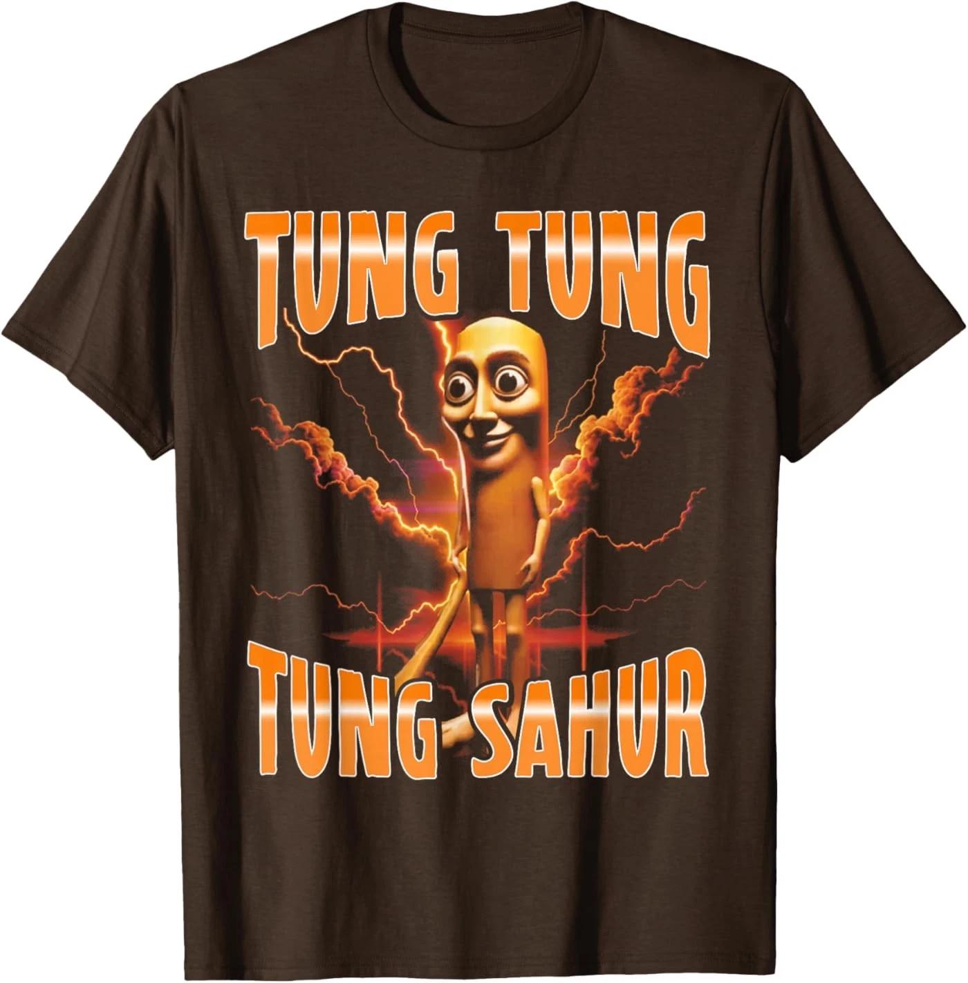 Surreal Italian Brainrot Meme Tung Tung Tung Sahur T-Shirt XL