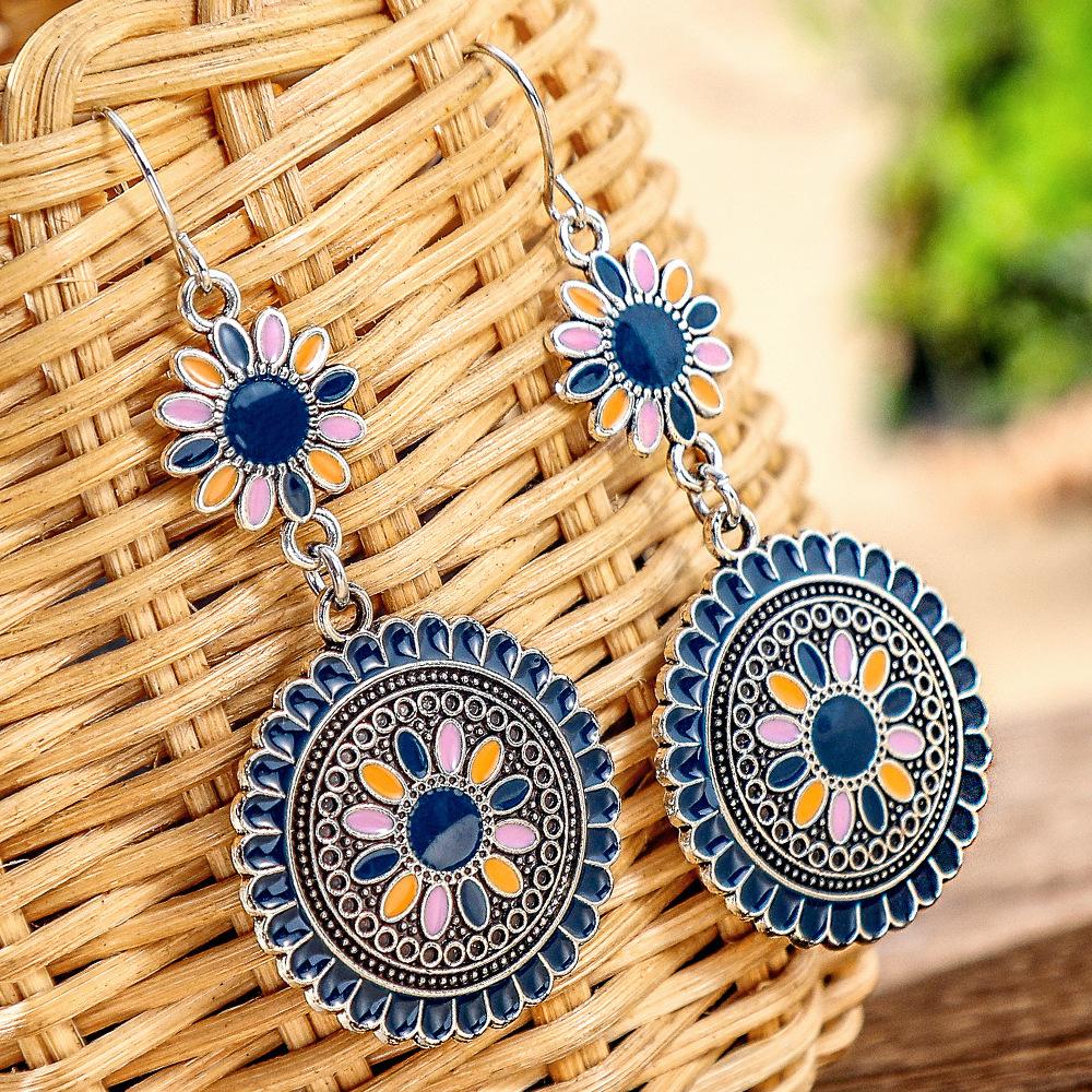 Bohemian Sunflower Earrings for Women, Colorful Holiday Style Hypoallergenic Statement Jewelry