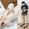 Size 35-43, Large Size Women's Shoes Round Head Soft Sole Non-slip Single Shoes Women's Thick Heel Mary Jane High Heels 41 Small Leather Shoes