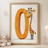 Poster Smiling Giraffe At The Letter "O Poster Smiling Giraffe At The Letter "O, 50X70 Cm, Unframed, Premium Canvas On Stretcher