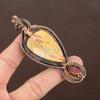 Natural Yellow Mookaite, Amber Handmade Copper Wire Wrap Pendant 3.74" V5h98