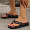 Plus Size 48 Women's Floral Flip-flops, Comfortable Platform Summer Sandals with Flower-edged Beach Shoes