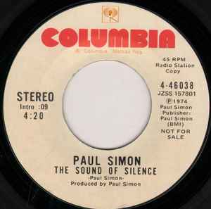 

7inch Record PAUL SIMON - The Sound Of Silence 446038 Columbia 1974 US Pop Used