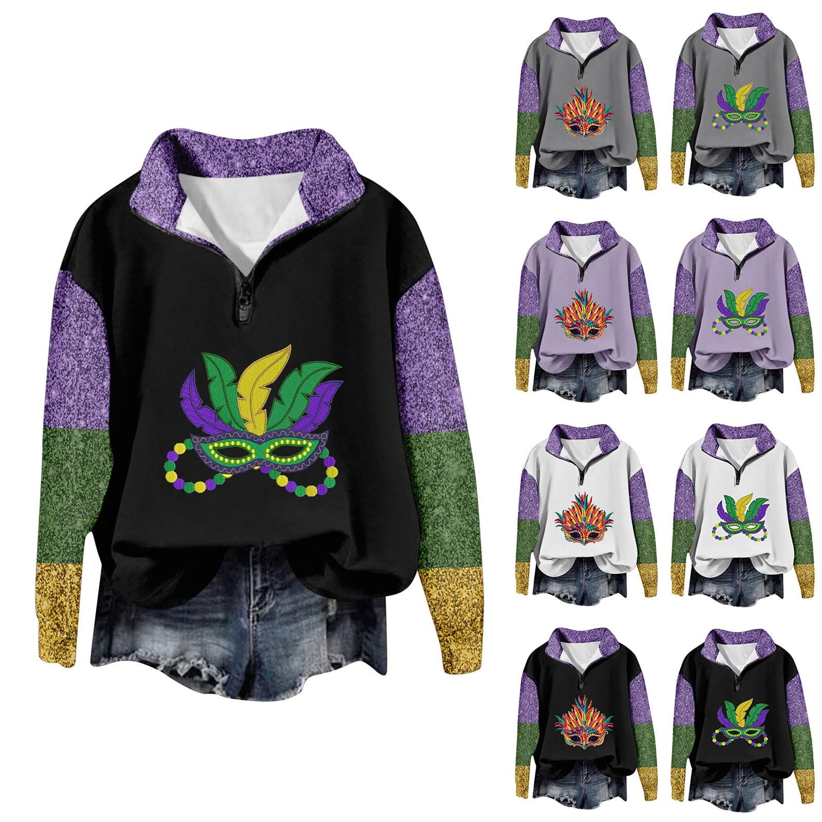 

Women s Fashion Long Sleeve Print Zip Casual Sweatshirt Top L чёрный