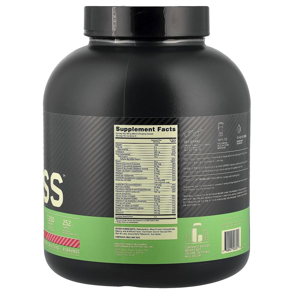 Serious Mass™, Strawberry Flavor, 2.72Kg(6Lb)