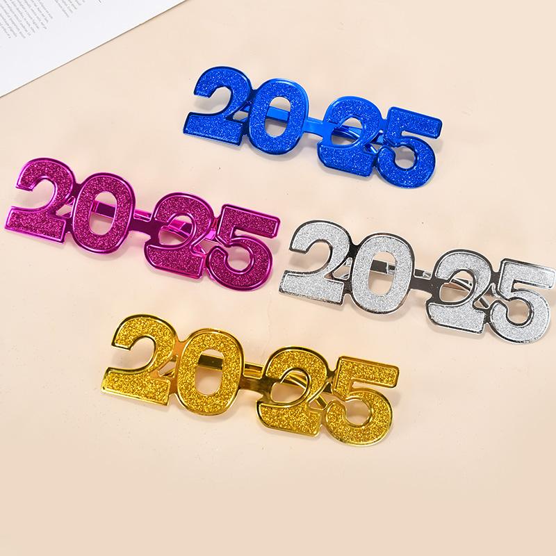 2025 New Year Eve Party Glasses Frame Photo Booth Props 2024 Christmas Decoration Supplies Aldult Children Navidad Gifts