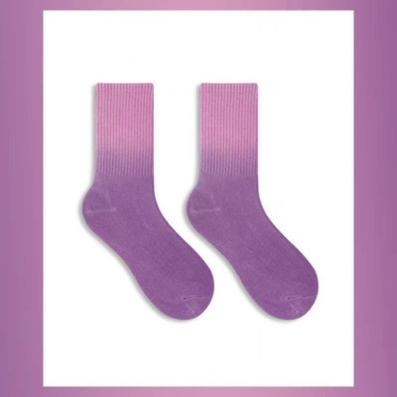 5 Perechi de Șosete Subțiri de Primăvară/Vară pentru Femei, cu Absorbție a Umidității, Transpirație, Respirabile, cu Vopsea Tie-Dye în Gradient