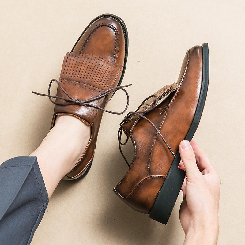 Fashion Men's Sneakers Autumn New Social Fashion Leather Shoes Loafers Italian Tassel Flat Shoes Luxury Designer Shoes Zapatos Casuales