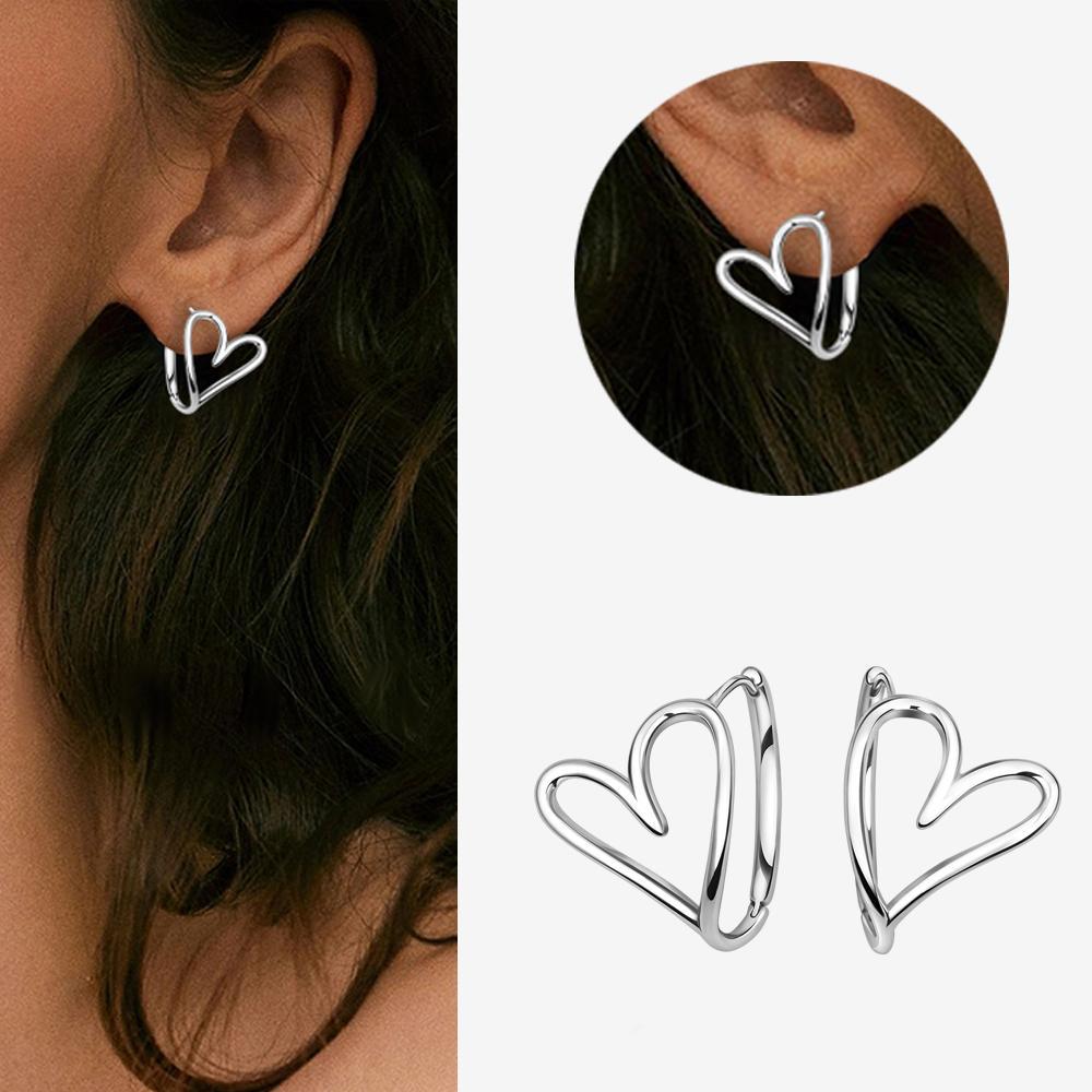 Authentic 925 Silver Cherry Blossom Bow Heart Hoop Stud Drop Earrings plata de ley Jewelry DIY Birthday Gift Original