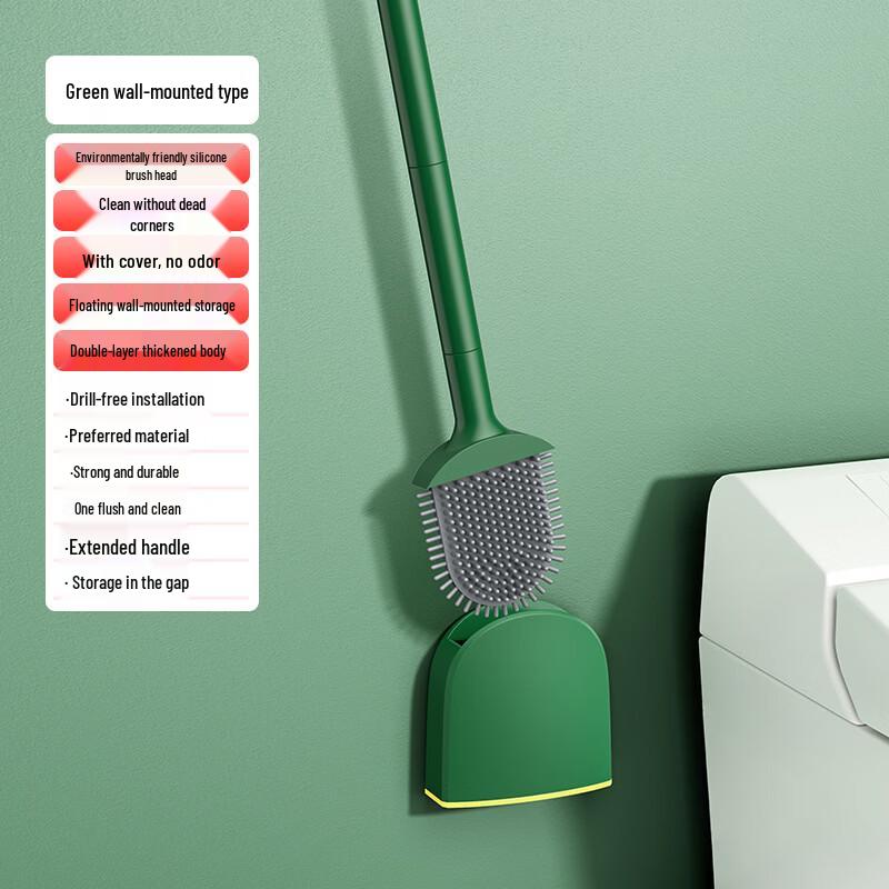 cmaos Soft Silicone Wall-Mounted Long Handle Toilet Brush