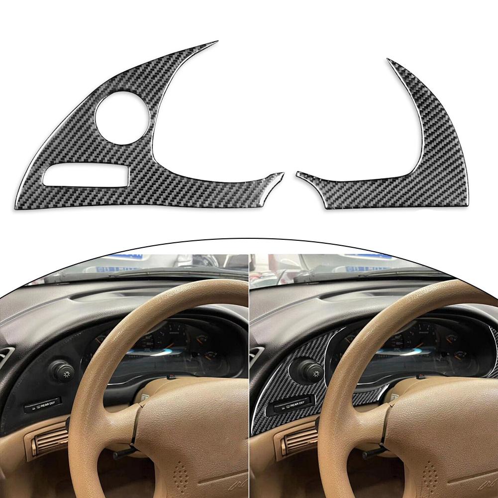2 Pcs Dashboard Trim Carbon Fiber Cover Trim Interior Decor