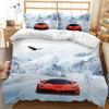 Race Car Bedding Set Twin Size Burning Red Flame Duvet Cover Set 3D Sports Car Comforter Cover King 2/3pcs Polyester Quilt Cover