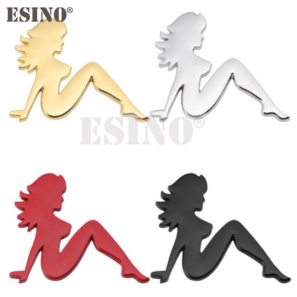 Car Styling 3D Metal Chrome Zinc Alloy Emblem Sexy Girl Car Badge Body Trunk Fender Adhensive Emblem Auto Accessory