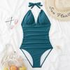 One Piece Badedrakt Solid Badedrakt Halter Bodysuit Push Up Badedrakt Monokini Beachwear Plus Size Badetøy Tankini