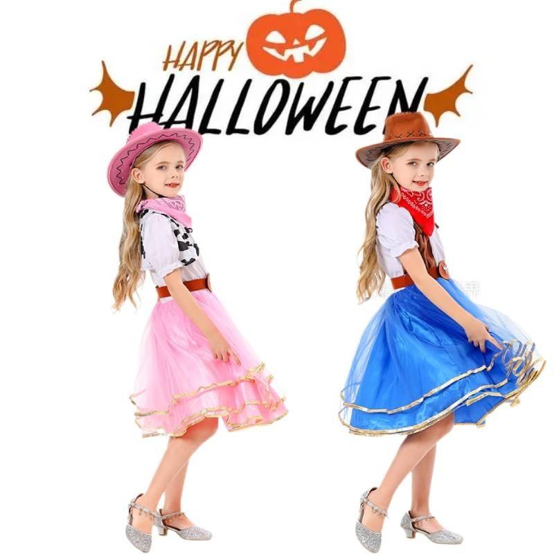 Girl Halloween Princess Denim Dress Costume Sets Party Show Clothes Cosplay