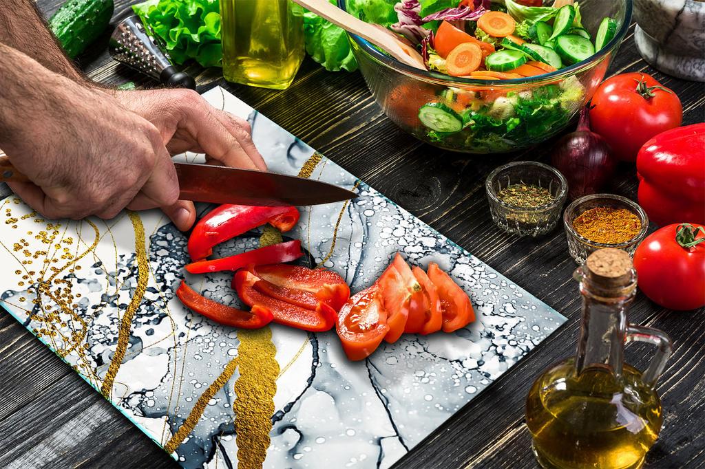 GLASS CUTTING BOARD 52x40 MARBLE