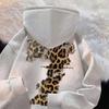 Oversized Hooded Sweatshirt With Leopard Print Letter Graphic Distressed Detail Winter Warm Fleece Lined Unisex Streetwear