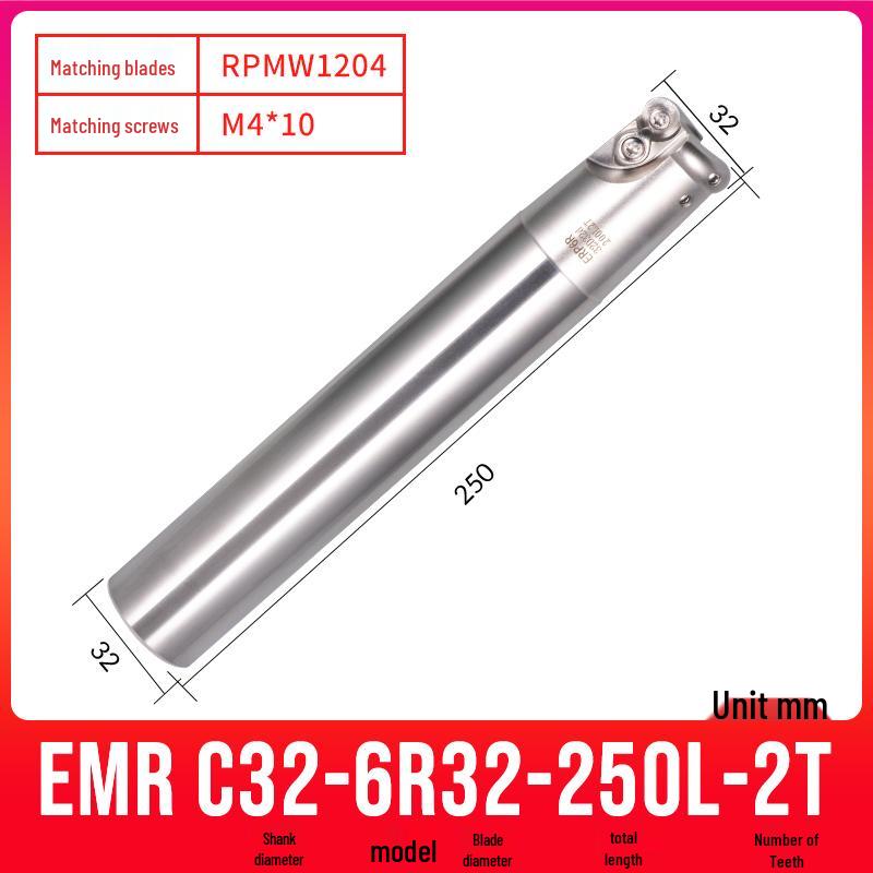 Shockproof EMR CNC Milling Cutter Holder - Round Nose, Bull Nose & Flat Machining Extensions (R4, R5, R6)