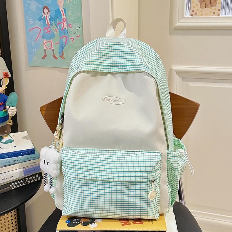 

High-value ins style schoolbag female college student simple and backpack female junior high and high school student large-capacity schoolbag trend single bag зелений