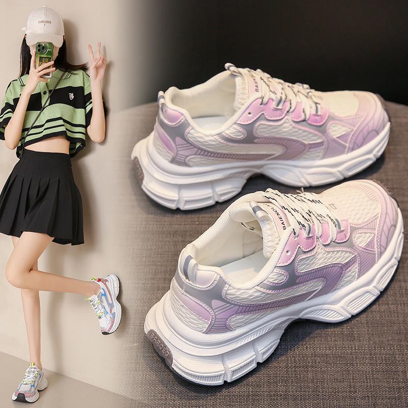 Height Increasing Chunky Sneakers Women Platform Shoes New Breathable Sports Shoes 2024 Simple Fashion Women's Casual Shoes