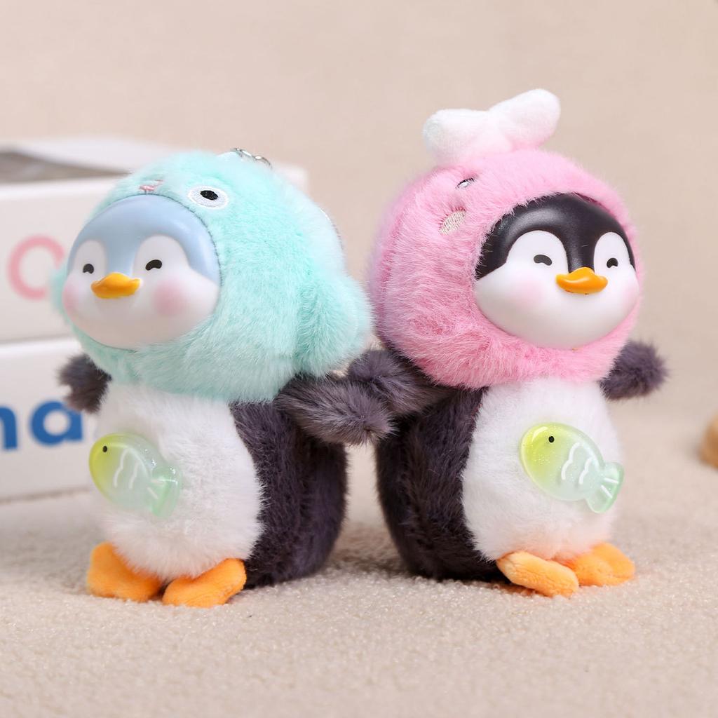 Cute Plush Toy Keychain Vinyl Penguin Pendant Creative Animal Stuffed Doll Cartoon Backpack Birthday Gifts
