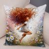 Double Print Cute Cartoon Explosive Hairstyle Cushion Cover Pillowcase Decor for Sofa Home  Super Soft Plush Pillow Case